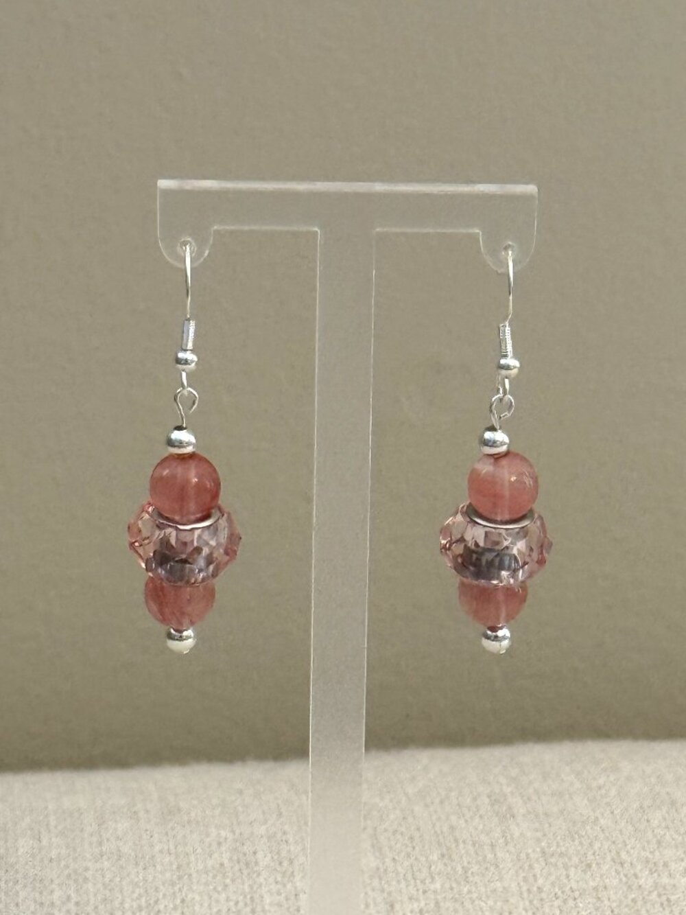 Pink Watermelon Jade Dangle Earrings